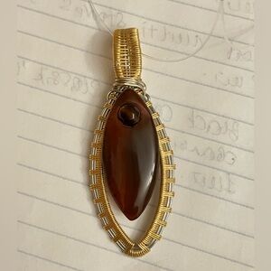 Hand Crafted pendant Copper Wrapped carnelian